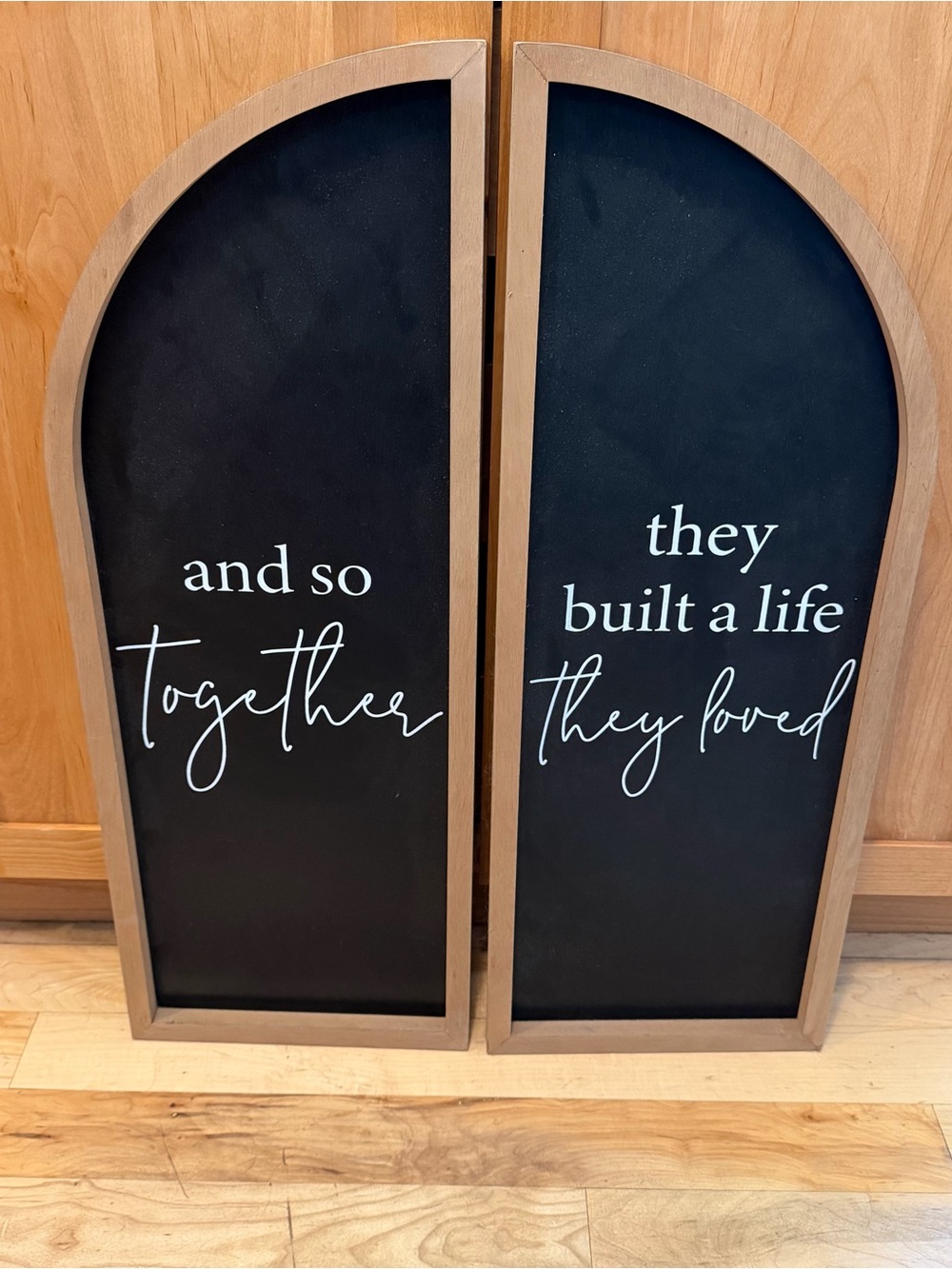 Black and Wood "And So Together / They Built a Life They Loved" Decor Set